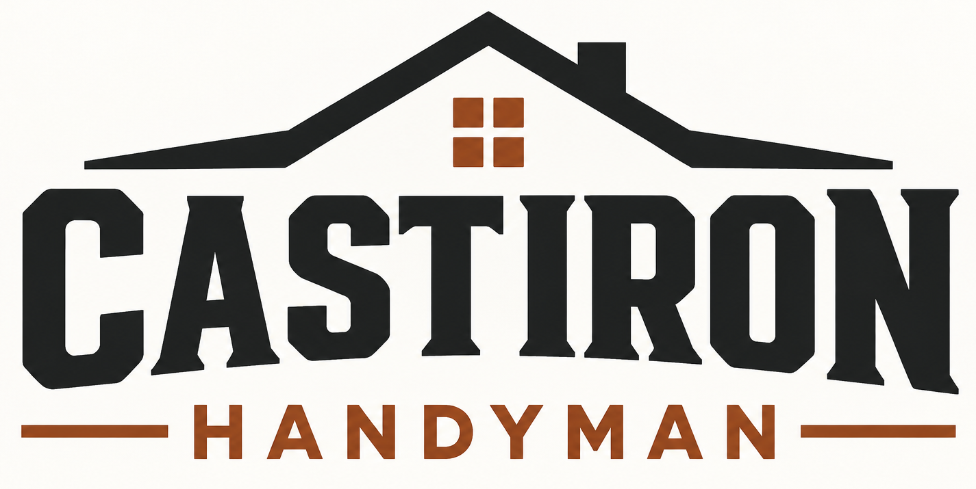 Castiron Handyman logo: roofline over CASTIRON HANDYMAN